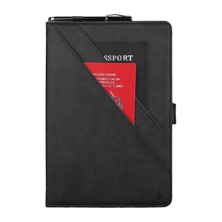 Double Stands Card Slots Leather Tablet Cover for Samsung Galaxy Tab A 8.0 (2019) with S Pen P200 P205 - Black-2