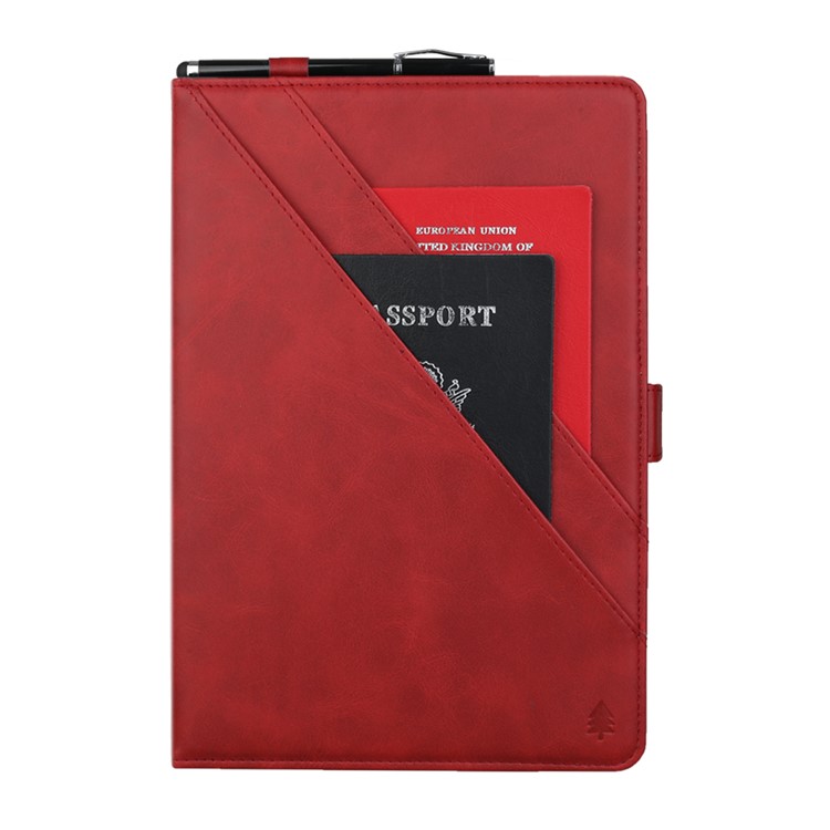 Double Stands Card Slots Leather Tablet Cover for Samsung Galaxy Tab A 8.0 (2019) with S Pen P200 P205 - Red-2