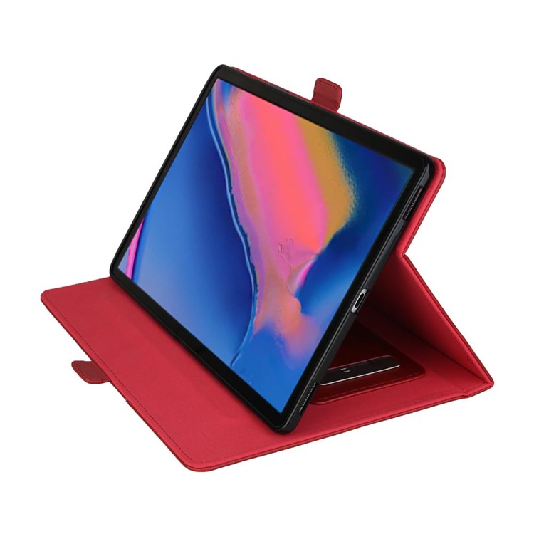 Double Stands Card Slots Leather Tablet Cover for Samsung Galaxy Tab A 8.0 (2019) with S Pen P200 P205 - Red-5