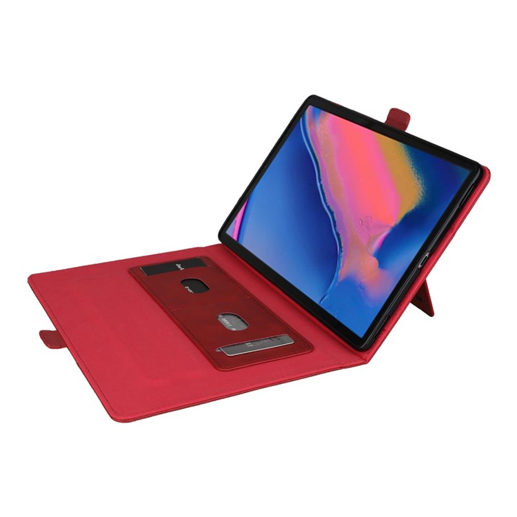 Double Stands Card Slots Leather Tablet Cover for Samsung Galaxy Tab A 8.0 (2019) with S Pen P200 P205 - Red-6