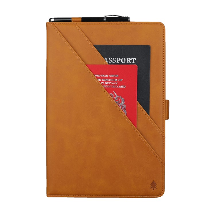 Double Stands Card Slots Leather Tablet Cover for Samsung Galaxy Tab A 8.0 (2019) with S Pen P200 P205 - Light Brown-2