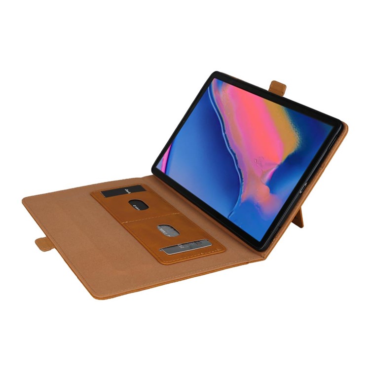 Double Stands Card Slots Leather Tablet Cover for Samsung Galaxy Tab A 8.0 (2019) with S Pen P200 P205 - Light Brown-6