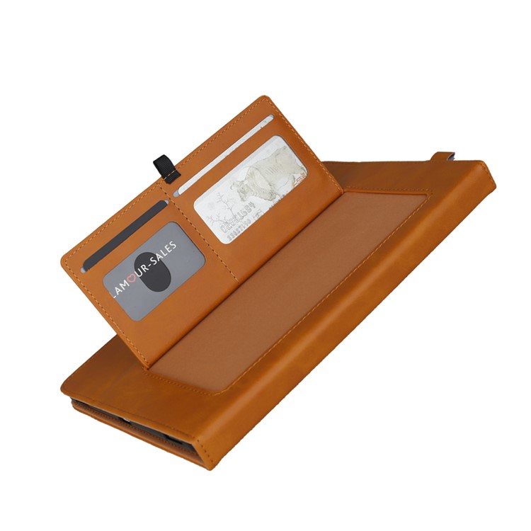 Double Stands Card Slots Leather Tablet Cover for Samsung Galaxy Tab A 8.0 (2019) with S Pen P200 P205 - Light Brown-7