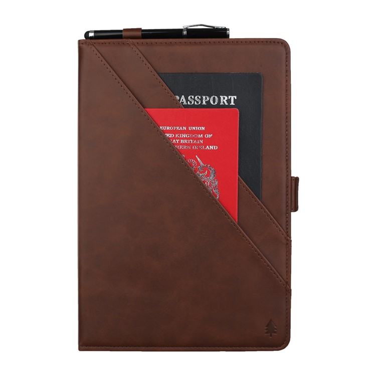 Double Stands Card Slots Leather Tablet Cover for Samsung Galaxy Tab A 8.0 (2019) with S Pen P200 P205 - Dark Brown-2