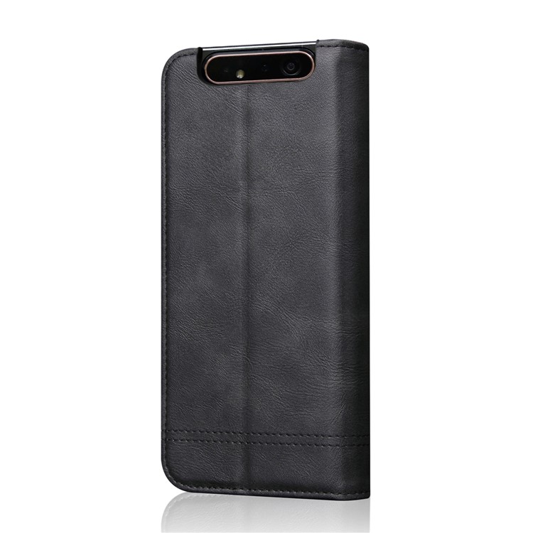 Retro Style Crazy Horse Leather Wallet Case for Samsung Galaxy A80/A90 - Black-3