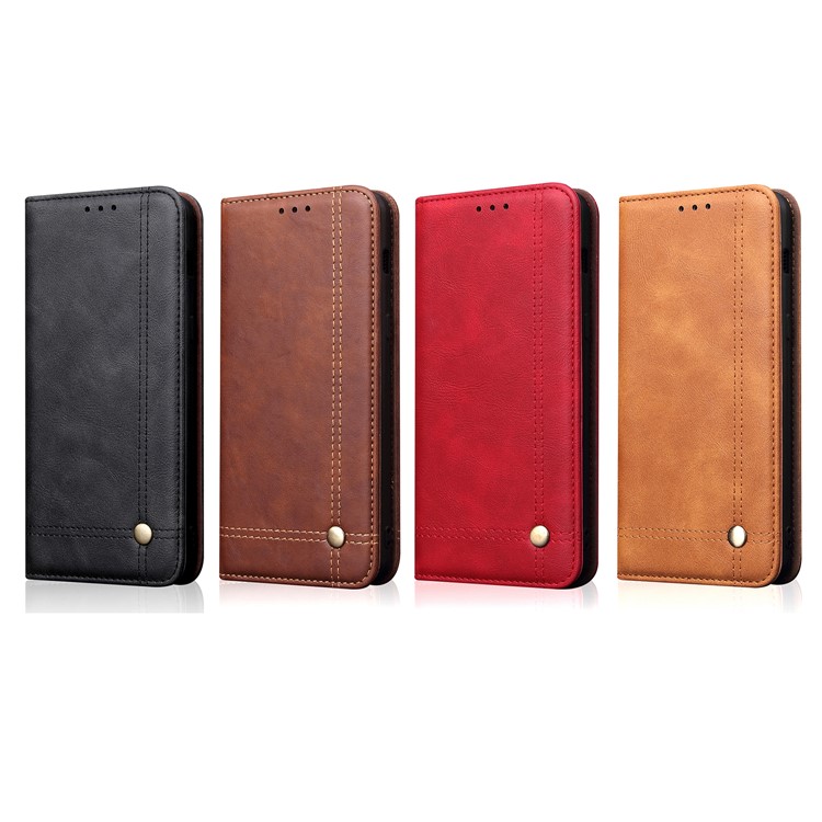 Retro Style Crazy Horse Leather Wallet Case for Samsung Galaxy A80/A90 - Black-7
