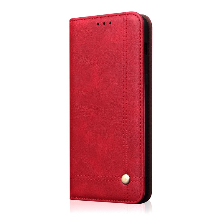 Retro Style Crazy Horse Leather Wallet Case for Samsung Galaxy A80/A90 - Red-2