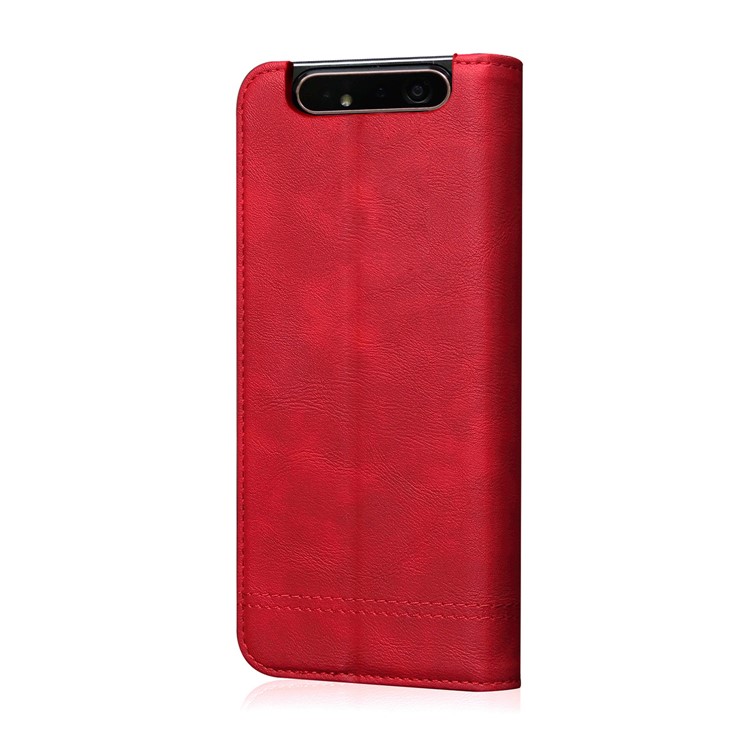 Retro Style Crazy Horse Leather Wallet Case for Samsung Galaxy A80/A90 - Red-3