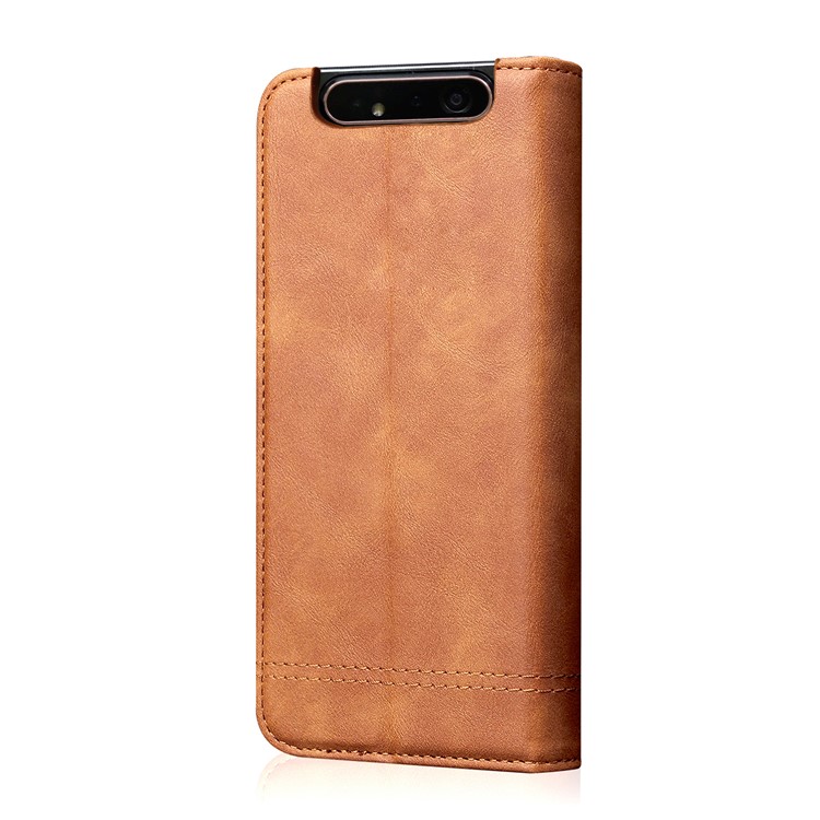 Retro Style Crazy Horse Leather Wallet Case for Samsung Galaxy A80/A90 - Brown-3