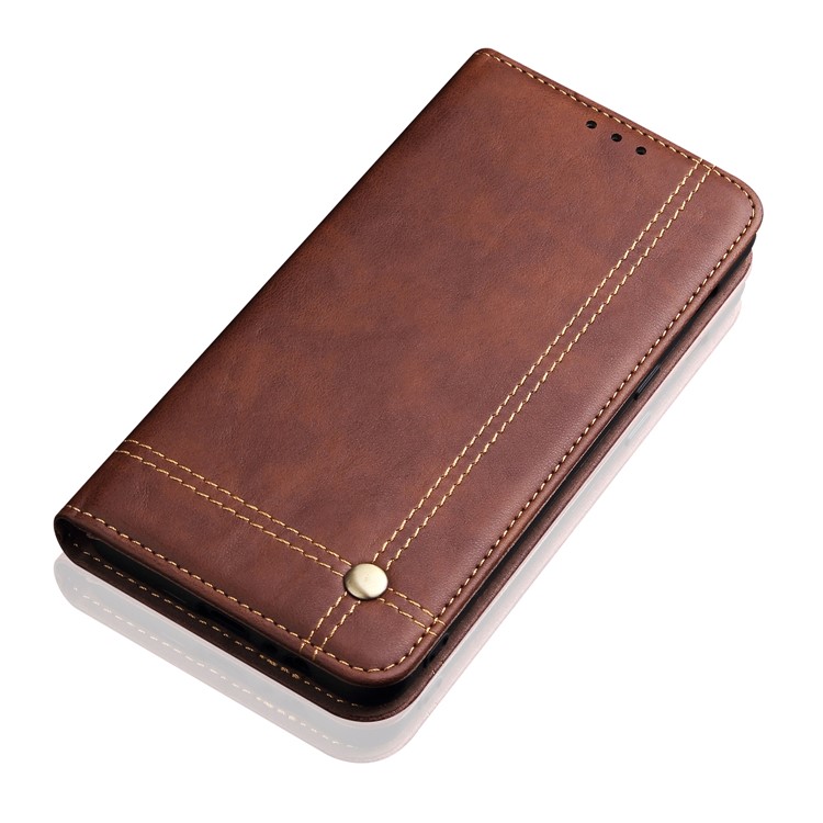 Retro Style Crazy Horse Leather Wallet Case for Samsung Galaxy A80/A90 - Coffee-5