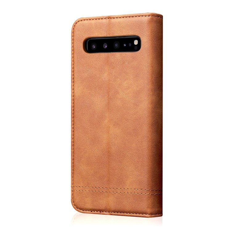Auto-absorbed Crazy Horse Vintage Leather Wallet Case for Samsung Galaxy S10 5G - Brown-3