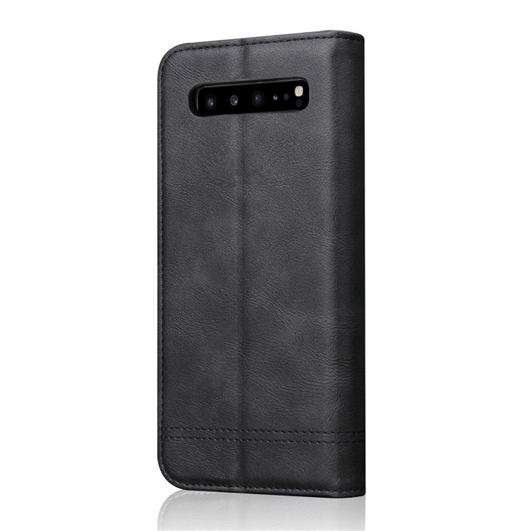 Auto-absorbed Crazy Horse Vintage Leather Wallet Case for Samsung Galaxy S10 5G - Black-3