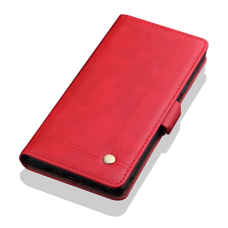 Auto-absorbed Crazy Horse Vintage Leather Wallet Case for Samsung Galaxy Note 10+/Note 10 Plus/10 Plus 5G - Red-5