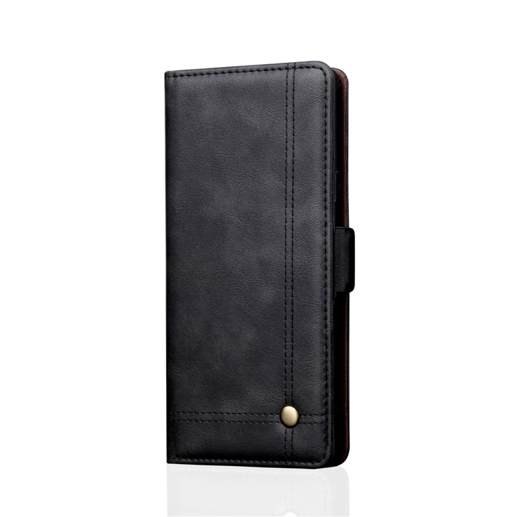 Auto-absorbed Crazy Horse Vintage Leather Wallet Case for Samsung Galaxy Note 10+/Note 10 Plus/10 Plus 5G - Black-1