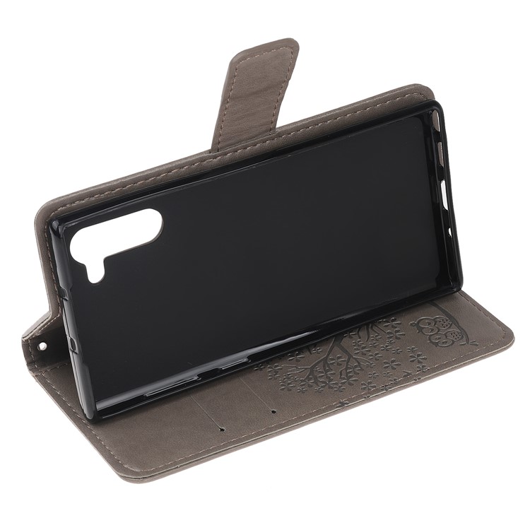 Imprint Tree Owl Wallet Stand Flip Leather Case for Samsung Galaxy Note 10/Note 10 5G - Grey-4