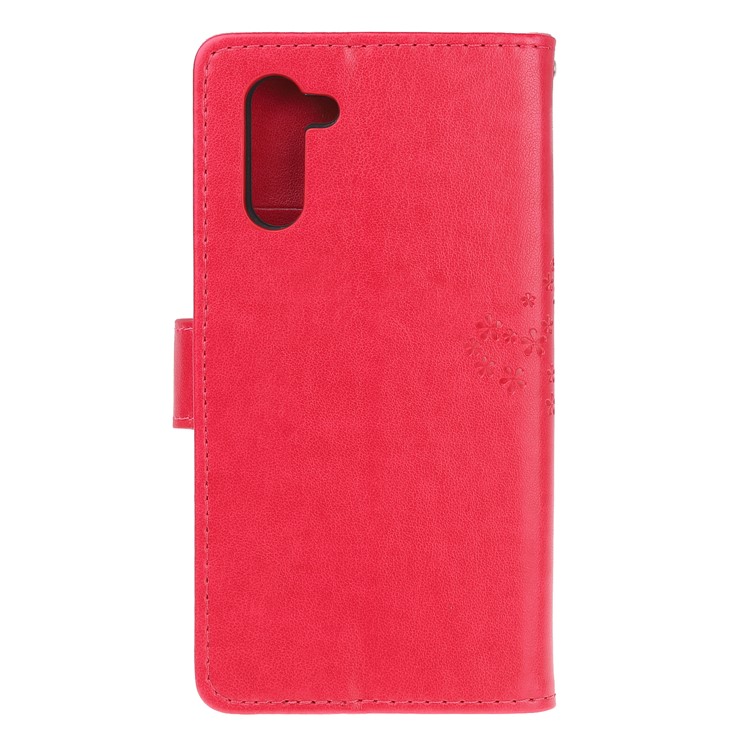 Imprint Tree Owl Wallet Stand Flip Leather Case for Samsung Galaxy Note 10/Note 10 5G - Red-3