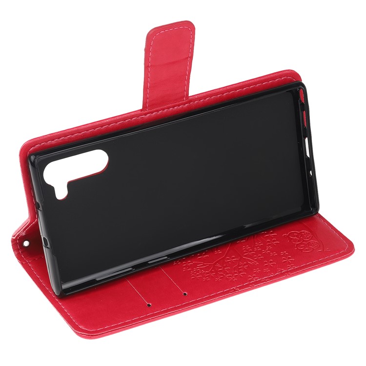 Imprint Tree Owl Wallet Stand Flip Leather Case for Samsung Galaxy Note 10/Note 10 5G - Red-4
