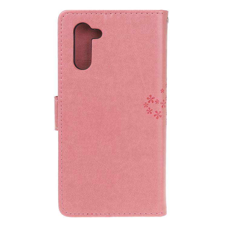 Imprint Tree Owl Wallet Stand Flip Leather Case for Samsung Galaxy Note 10/Note 10 5G - Rose-3