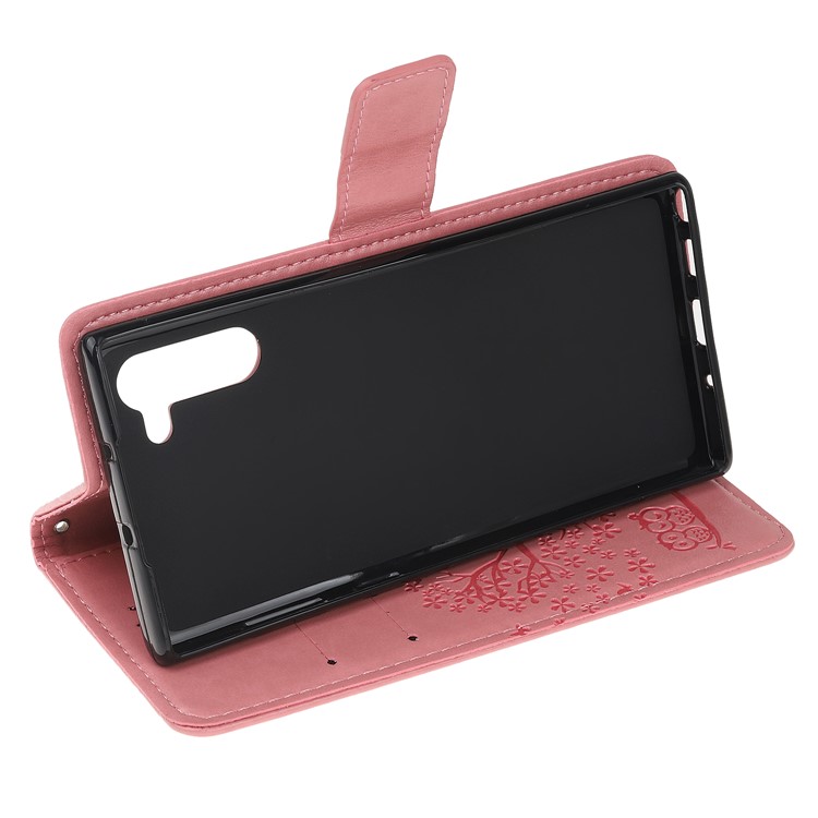 Imprint Tree Owl Wallet Stand Flip Leather Case for Samsung Galaxy Note 10/Note 10 5G - Rose-4