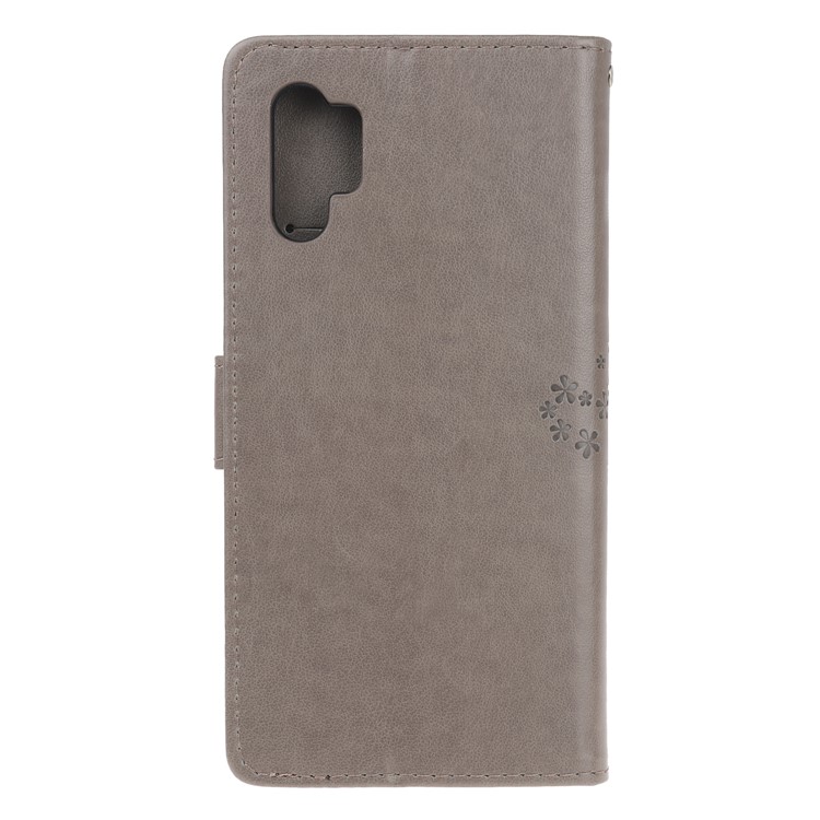 Imprint Tree Owl PU Leather Wallet Stand Case for Samsung Galaxy Note 10 Plus/10 Plus 5G - Grey-3
