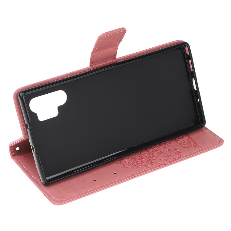 Imprint Tree Owl PU Leather Wallet Stand Case for Samsung Galaxy Note 10 Plus/10 Plus 5G - Rose-4