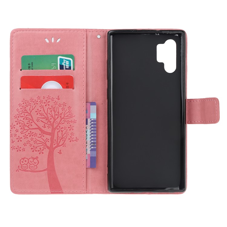 Imprint Tree Owl PU Leather Wallet Stand Case for Samsung Galaxy Note 10 Plus/10 Plus 5G - Rose-5