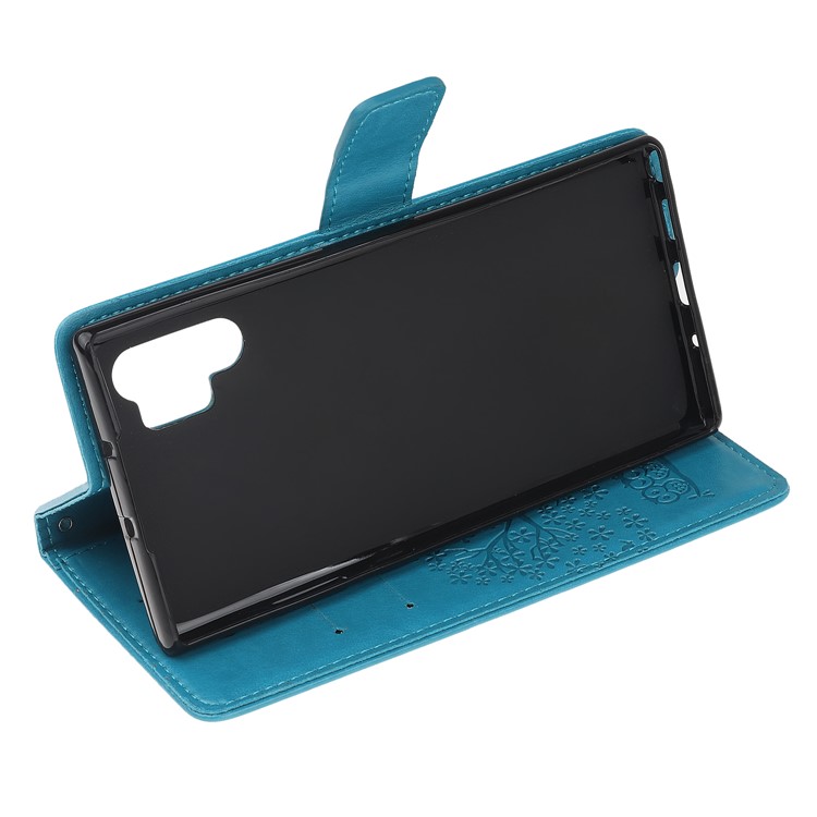 Imprint Tree Owl PU Leather Wallet Stand Case for Samsung Galaxy Note 10 Plus/10 Plus 5G - Blue-4