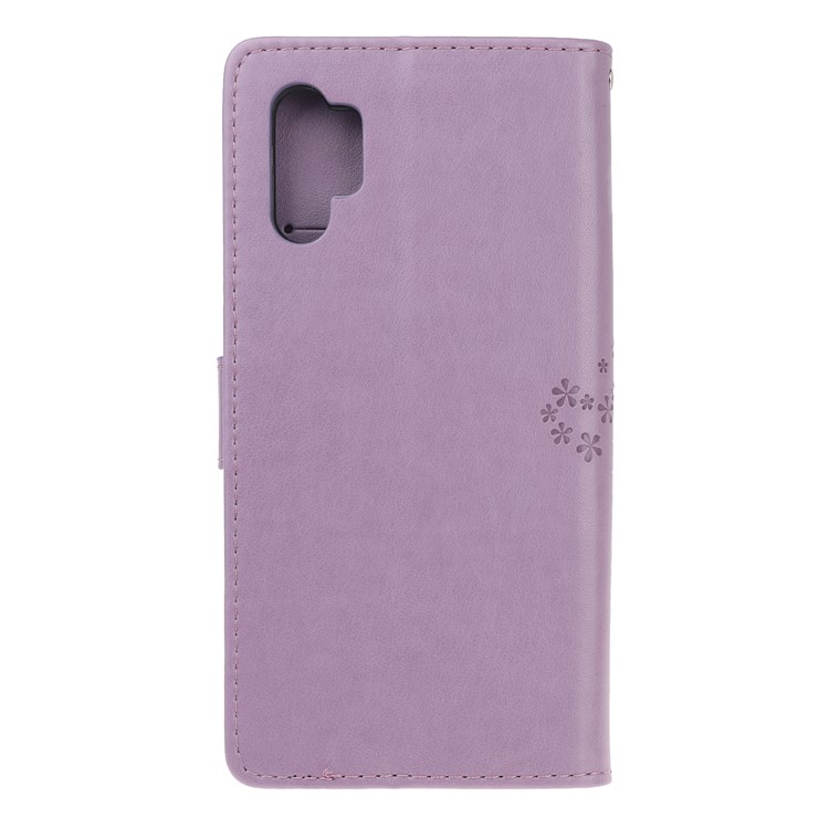Imprint Tree Owl PU Leather Wallet Stand Case for Samsung Galaxy Note 10 Plus/10 Plus 5G - Light Purple-3