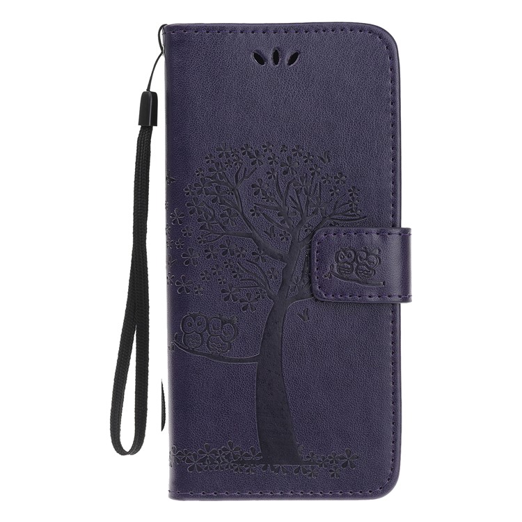 Imprint Tree Owl PU Leather Wallet Stand Case for Samsung Galaxy Note 10 Plus/10 Plus 5G - Dark Purple-2