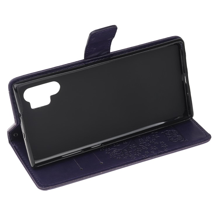 Imprint Tree Owl PU Leather Wallet Stand Case for Samsung Galaxy Note 10 Plus/10 Plus 5G - Dark Purple-4
