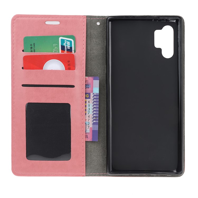 Imprint Cat Pattern PU Leather Flip Stand Phone Case for Samsung Galaxy Note 10 Plus/Note 10 Plus 5G - Pink-5