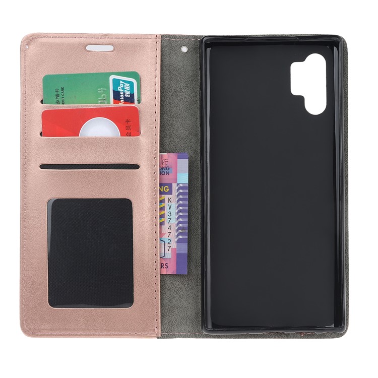 Imprint Cat Pattern PU Leather Flip Stand Phone Case for Samsung Galaxy Note 10 Plus/Note 10 Plus 5G - Rose Gold-5