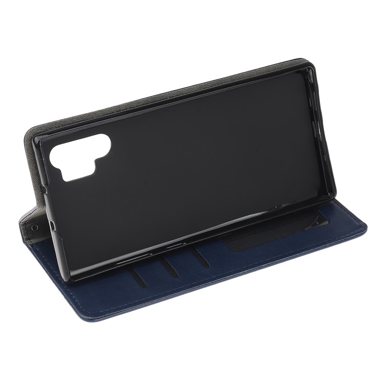 Imprint Cat Pattern PU Leather Flip Stand Phone Case for Samsung Galaxy Note 10 Plus/Note 10 Plus 5G - Dark Blue-4