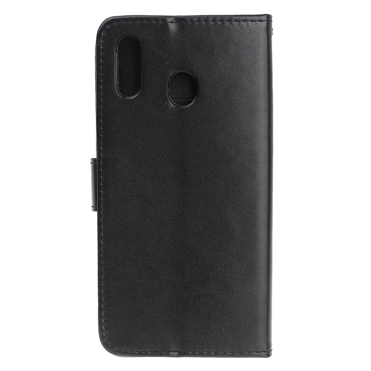Imprint Butterfly Flower PU Leather Flip Stand Phone Case for Samsung Galaxy M40 - Black-4