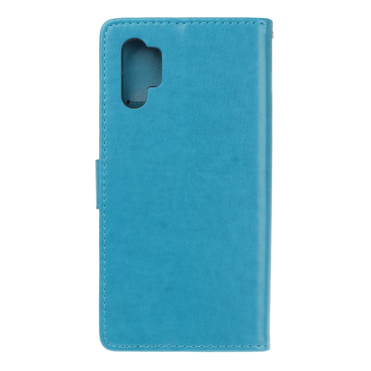 Imprint Butterfly Flower PU Leather Phone Case with Lanyard for Samsung Galaxy Note 10+/Note 10 Plus/10 Plus 5G - Blue-3