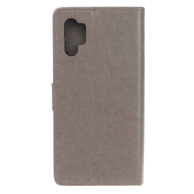 Imprint Butterfly Flower PU Leather Phone Case with Lanyard for Samsung Galaxy Note 10+/Note 10 Plus/10 Plus 5G - Grey-2