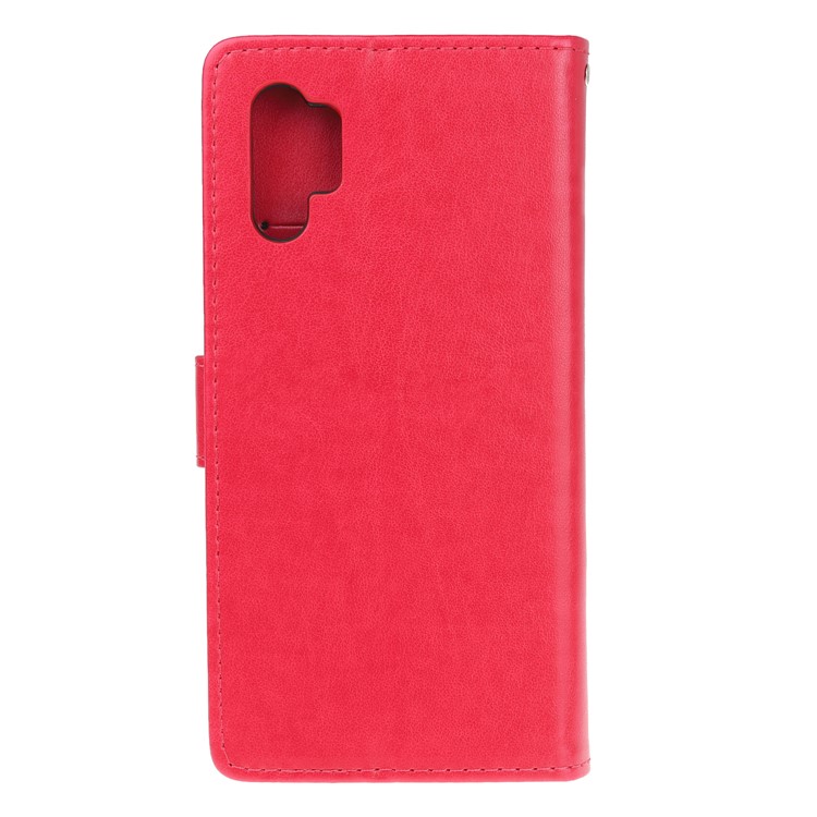 Imprint Butterfly Flower PU Leather Phone Case with Lanyard for Samsung Galaxy Note 10+/Note 10 Plus/10 Plus 5G - Red-3