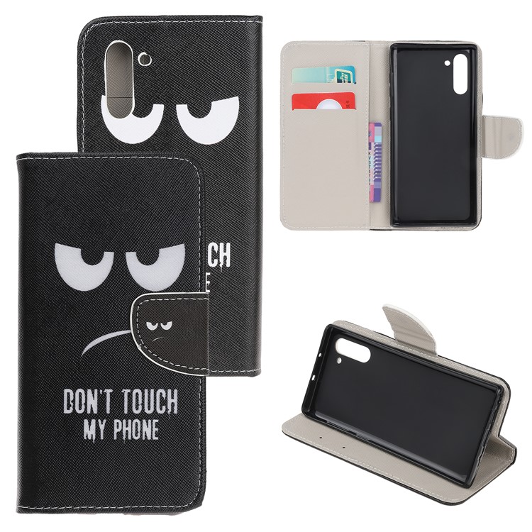 Pattern Printing Cross Texture Leather Wallet Case for Samsung Galaxy Note 10 / Note 10 5G - Do not Touch My Phone-1