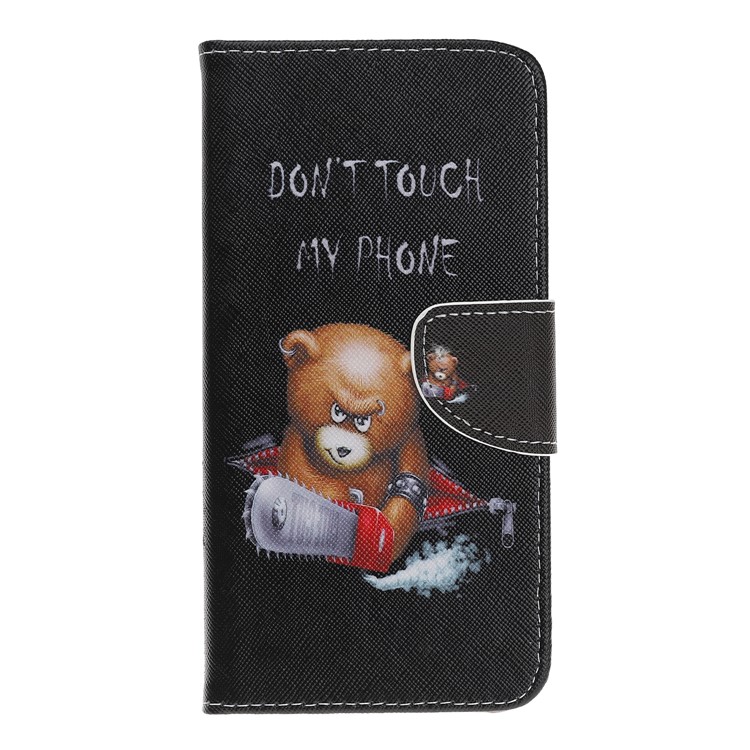Pattern Printing Cross Texture Leather Wallet Case for Samsung Galaxy Note 10 / Note 10 5G - Brown Bear and Warning Words-3