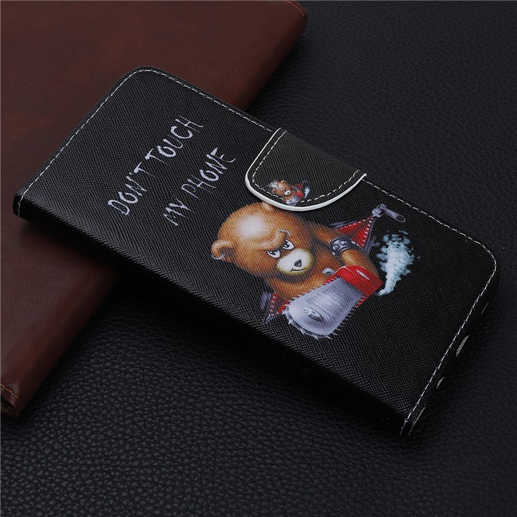 Pattern Printing Cross Texture Leather Wallet Case for Samsung Galaxy Note 10 / Note 10 5G - Brown Bear and Warning Words-6