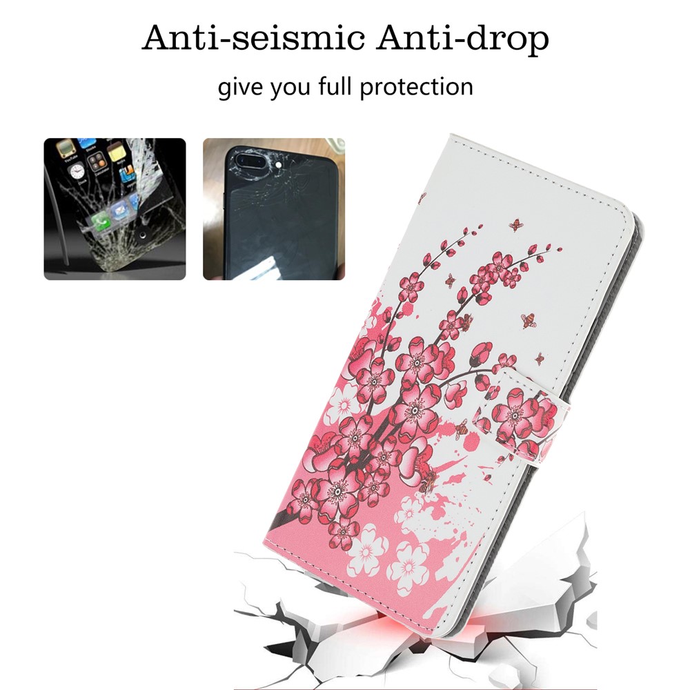 Pattern Printing Leather Wallet Stand Case for Samsung Galaxy Note 10 / Note 10 5G - Plum Blossom-2
