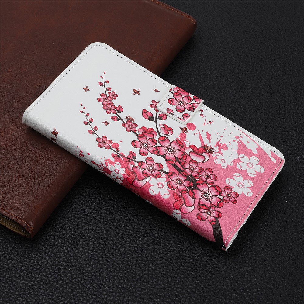 Pattern Printing Leather Wallet Stand Case for Samsung Galaxy Note 10 / Note 10 5G - Plum Blossom-6