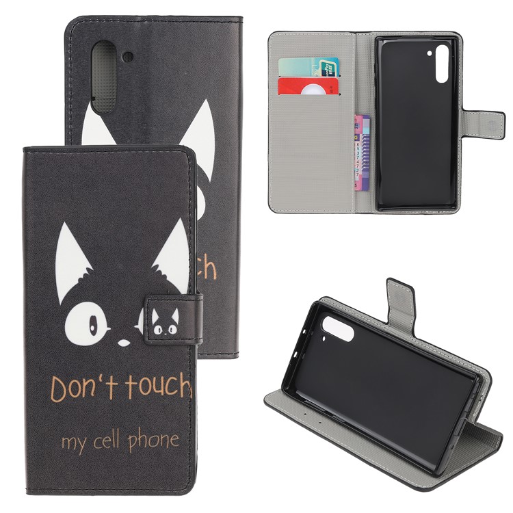 Pattern Printing Leather Wallet Stand Case for Samsung Galaxy Note 10 / Note 10 5G - Do not Touch My Cell Phone-1