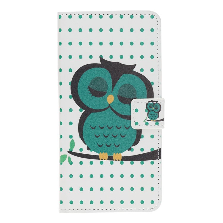 Pattern Printing Leather Wallet Stand Case for Samsung Galaxy Note 10 / Note 10 5G - Sleeping Owl on the Branch-3