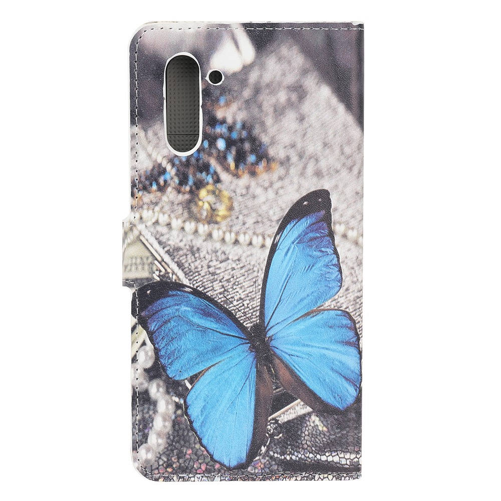 Pattern Printing Leather Wallet Stand Case for Samsung Galaxy Note 10 / Note 10 5G - Blue Butterfly-4