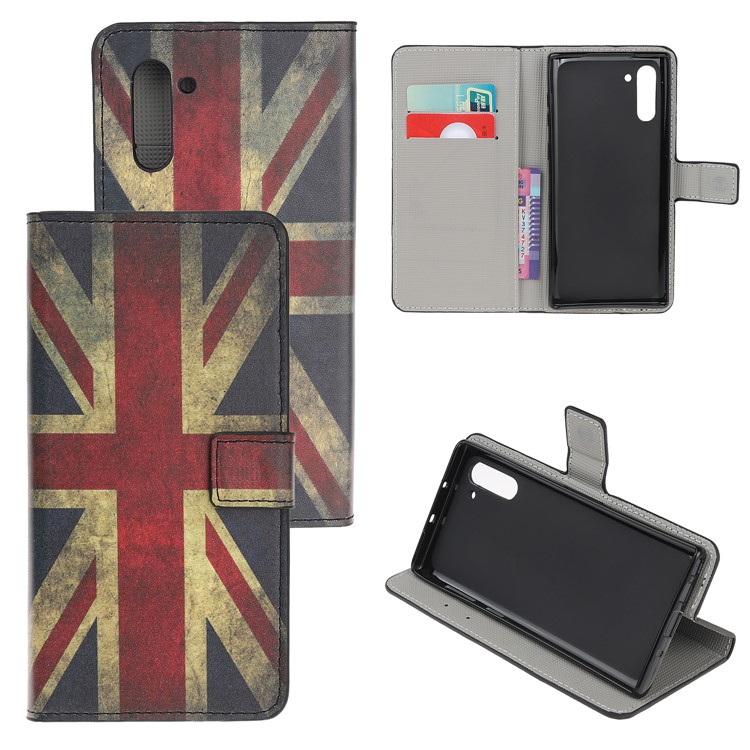 Pattern Printing Leather Wallet Stand Case for Samsung Galaxy Note 10 / Note 10 5G - Retro UK Flag-1