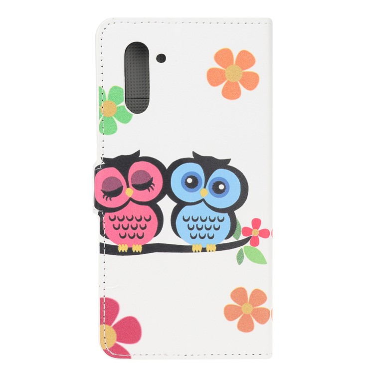Pattern Printing Leather Wallet Stand Case for Samsung Galaxy Note 10 / Note 10 5G - Owls and Hearts-4