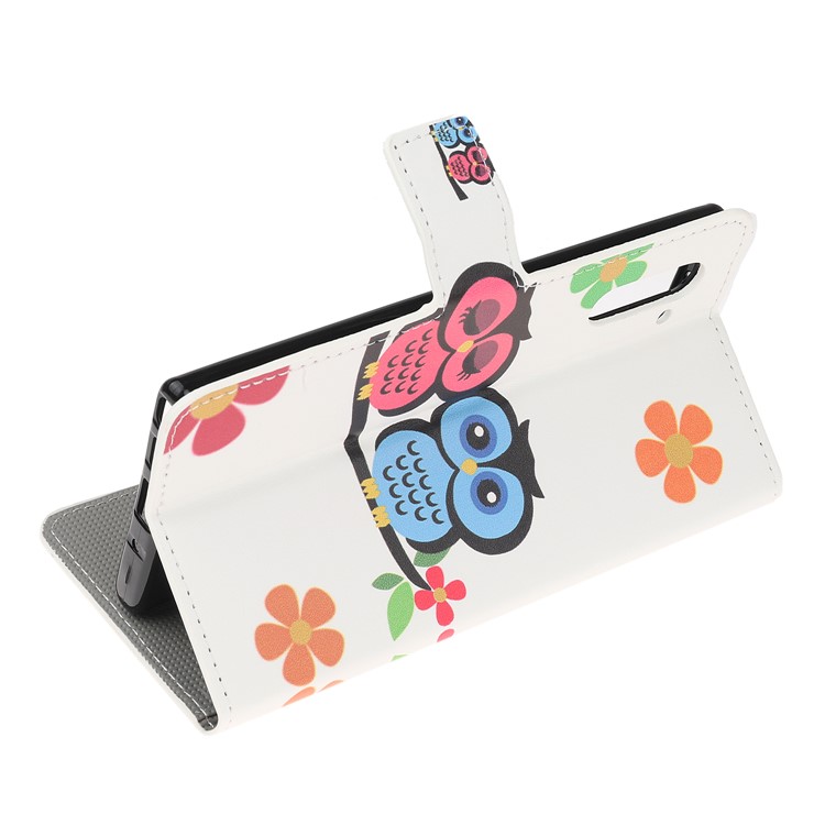 Pattern Printing Leather Wallet Stand Case for Samsung Galaxy Note 10 / Note 10 5G - Owls and Hearts-5