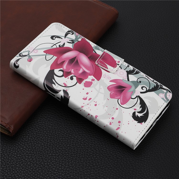 Pattern Printing Leather Wallet Stand Case for Samsung Galaxy Note 10 / Note 10 5G - Purple Flowers-6