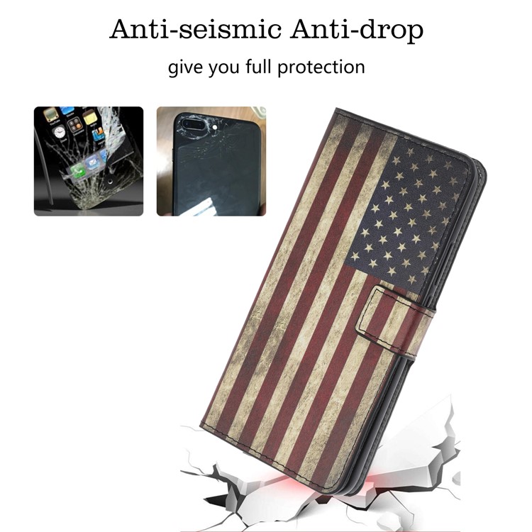 Pattern Printing Leather Wallet Stand Case for Samsung Galaxy Note 10 / Note 10 5G - Vintage American Flag-2